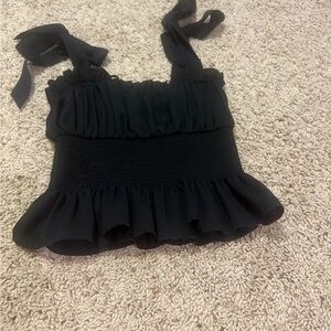 Forever 21 Black Ruffled Crop Top